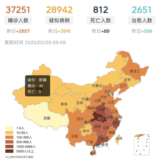 【诸葛找房】2月9日疫情实时大数据报告-新疆疫情现状