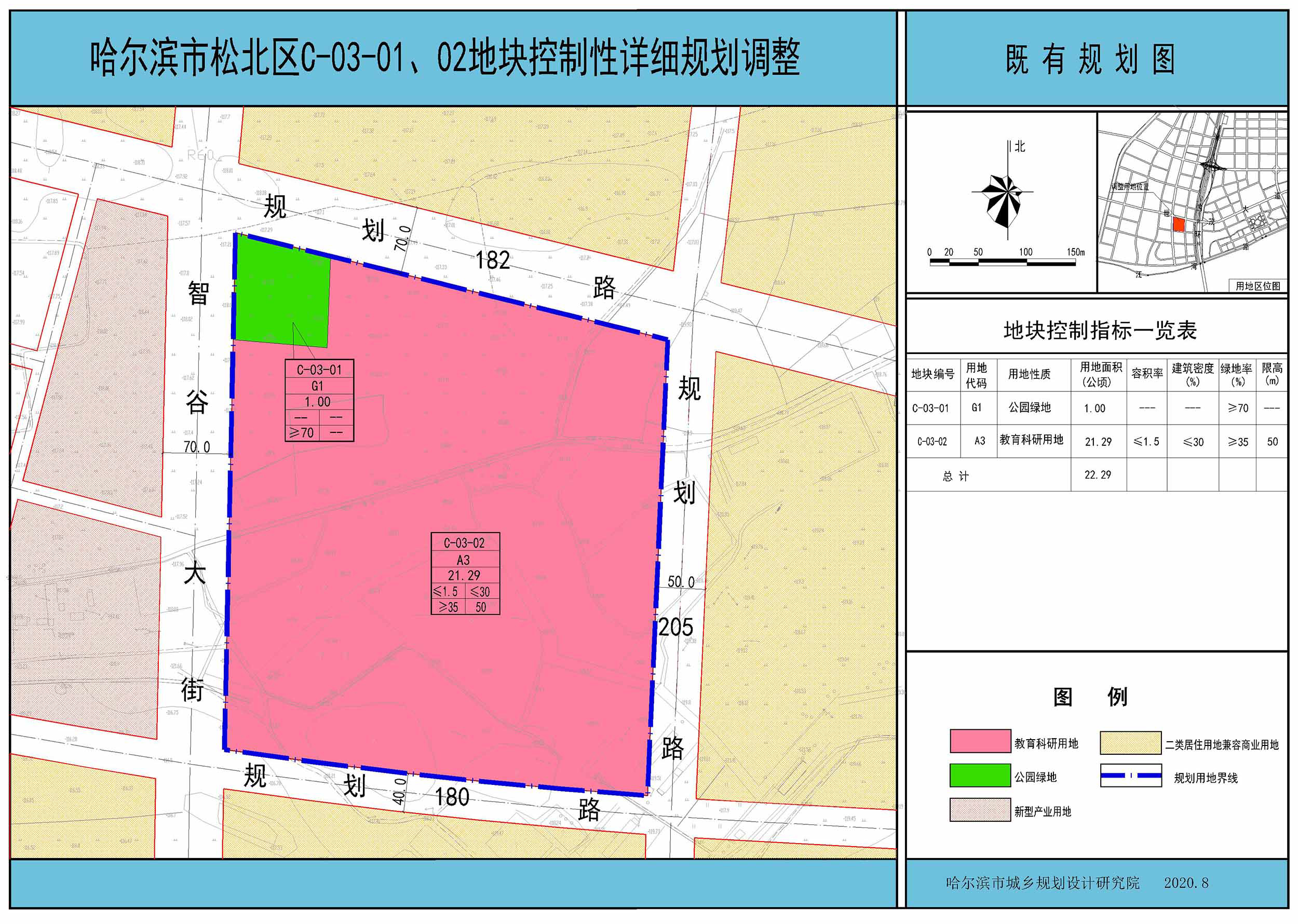 土地市场 哈尔滨市人民政府网站公布了松北区c-03-01,02地块控制性