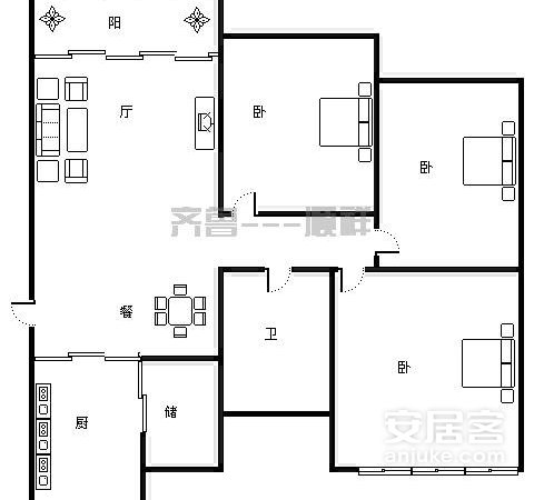 绿地城 3室2厅 2400元