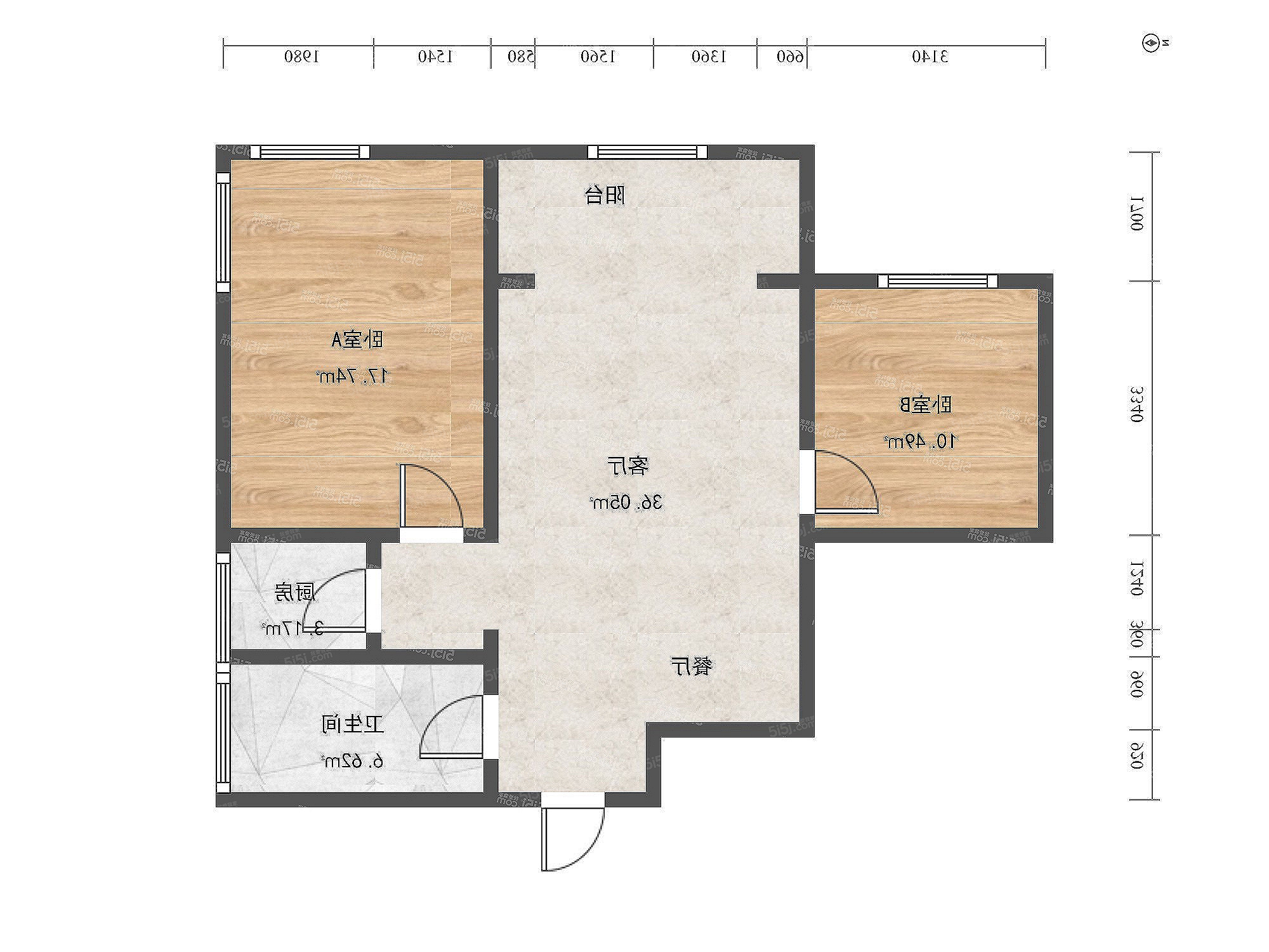 燕山迎风西里2室1厅