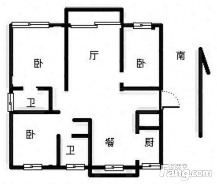 京华城荟景苑精装3房2卫 飞机户型 南北通透 不沿街