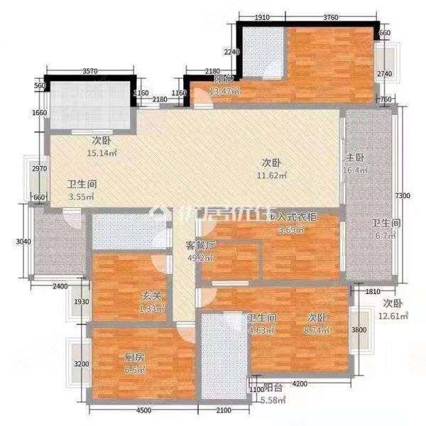 融亿楼中楼158平实际面积200平6室两厅三卫 采光好可按揭