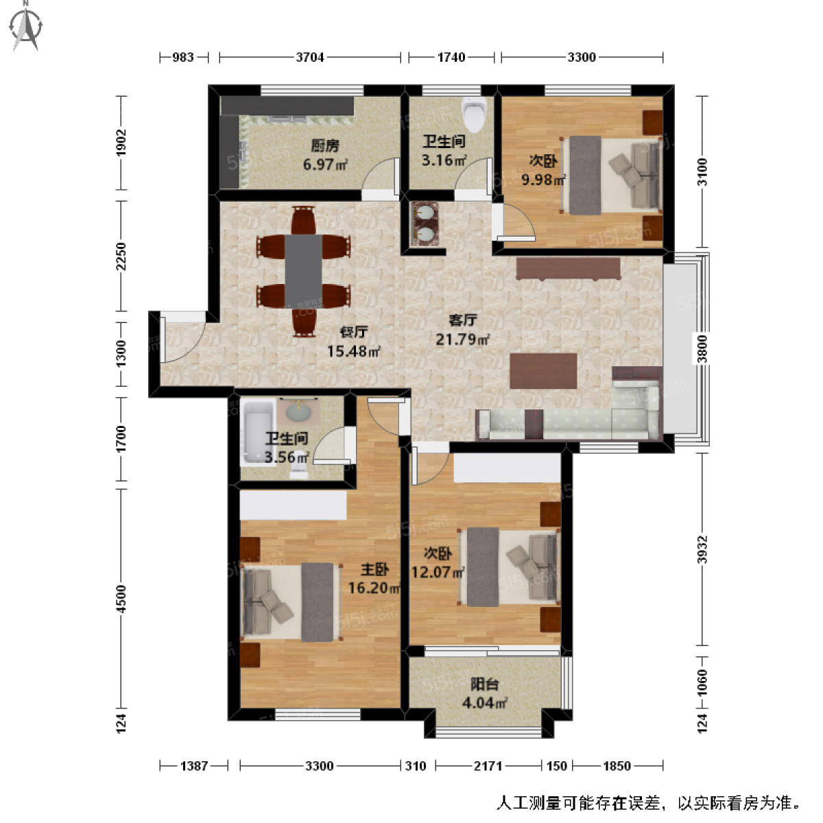 紫荆家园二手房,紫荆家园新上大三房东边套送储藏室,首付约:298.