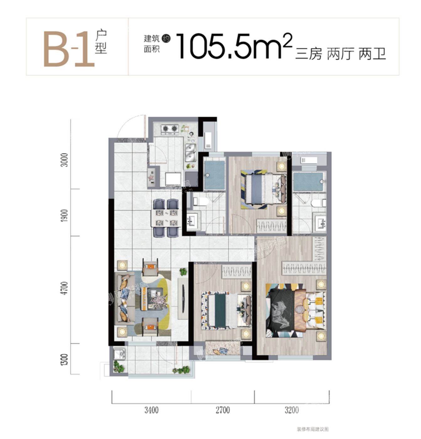 金地兰亭大境105.5㎡3室2厅2卫约158万元/套起-武汉诸葛找房网