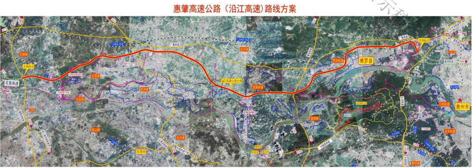 起于惠州汤泉,与惠湾高速对接,终于广州增城石滩镇,与花莞高速对接