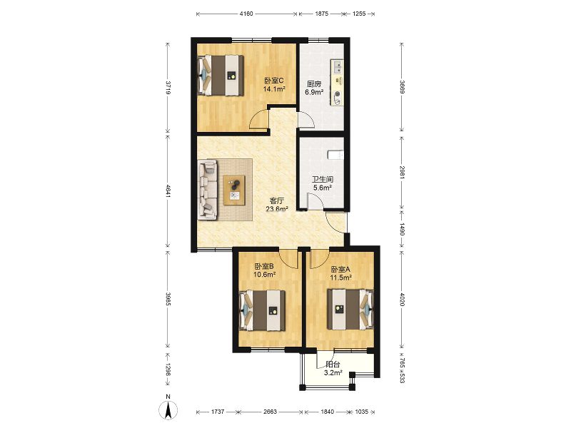 草桥欣园四区南北通透无遮挡三居室,看房随时