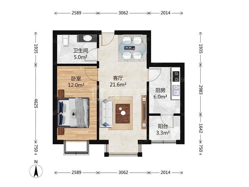 宣武门枫桦豪景1室1厅