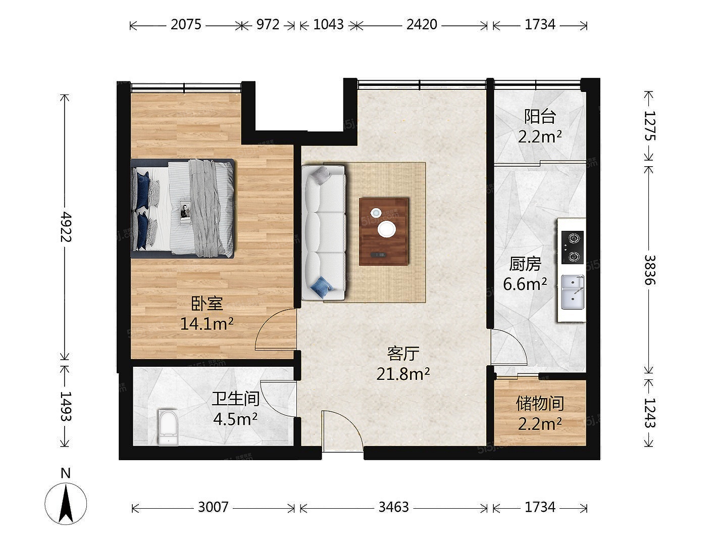 亚运村金泉家园1室1厅