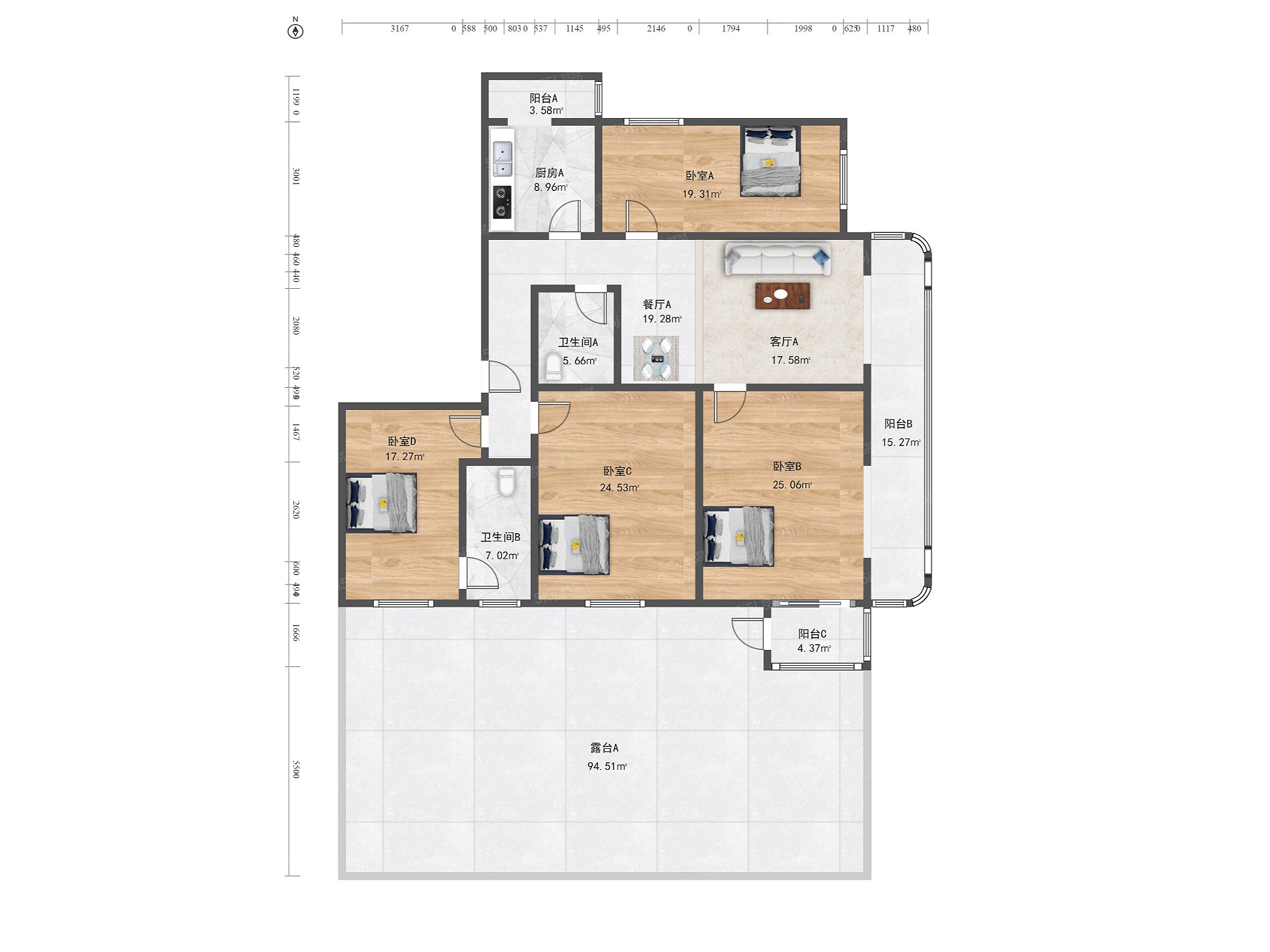 双榆树满庭芳园3室2厅