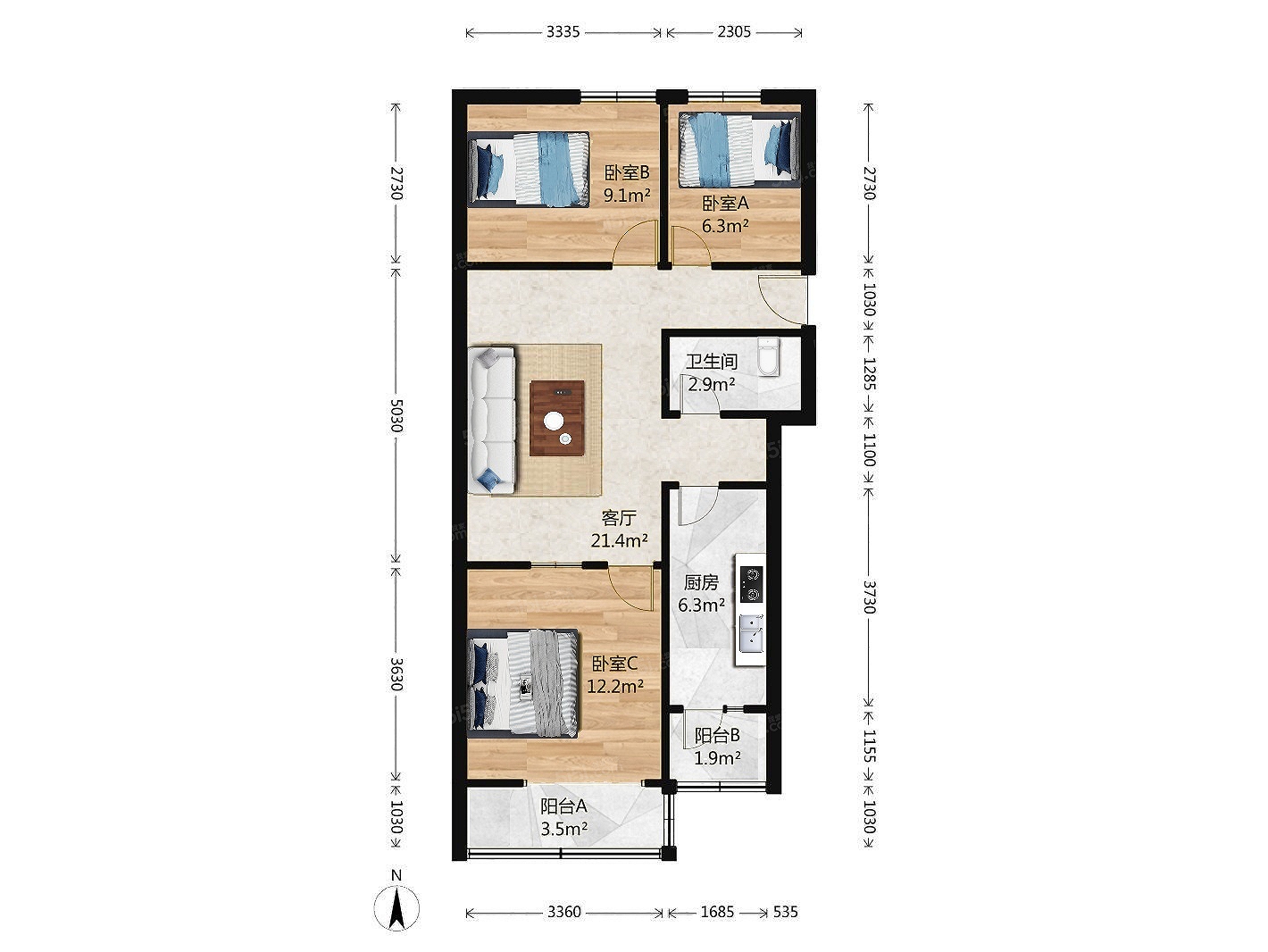枣园枣园小区3室1厅
