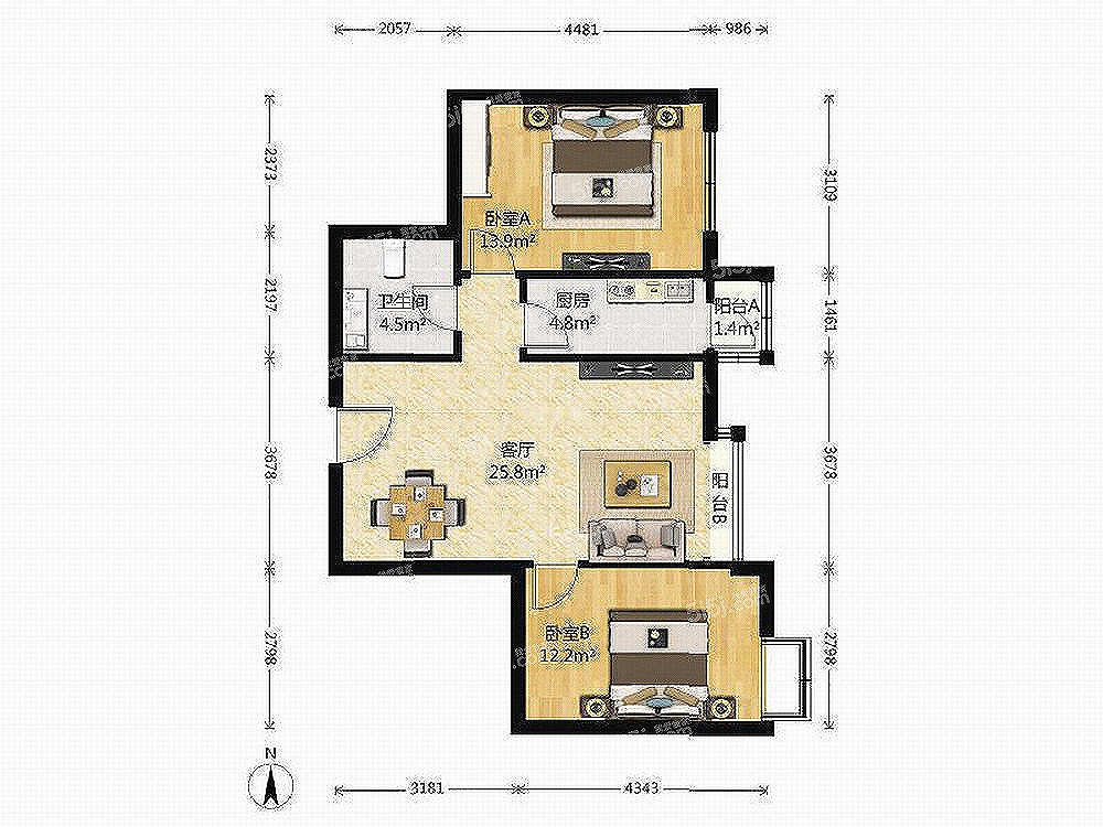 加州水郡三期 2室1厅 东